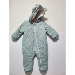 WINTER SNOWSUIT INFANT 12 MONTHS LIGHT GREEN HOODED